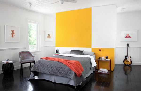 желтый цвет в интерьере спальни