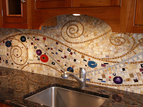 Кухонный фартук из мозаики